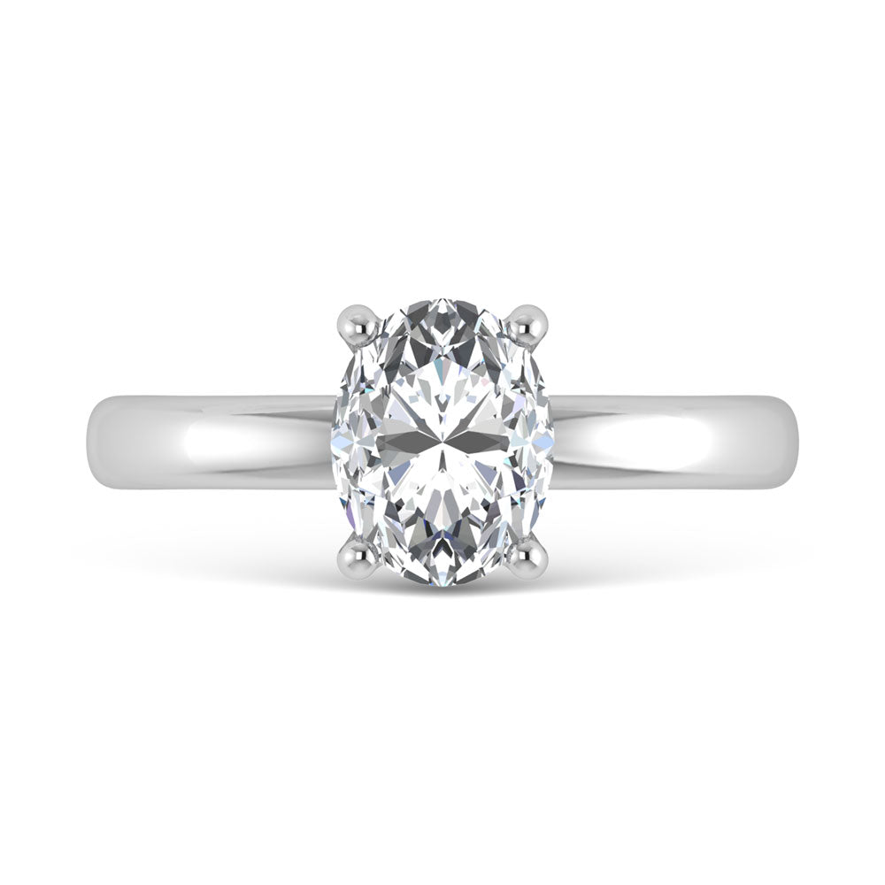 14K White Gold Lab Grown Diamond 3 Ct.Tw. Oval Shape Solitaire Ring