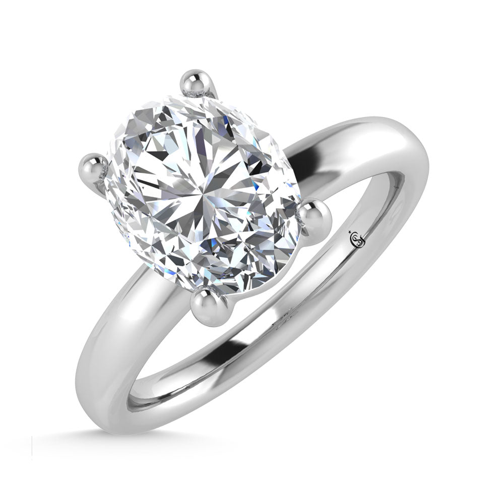 14K White Gold Lab Grown Diamond 3 Ct.Tw. Oval Shape Solitaire Ring