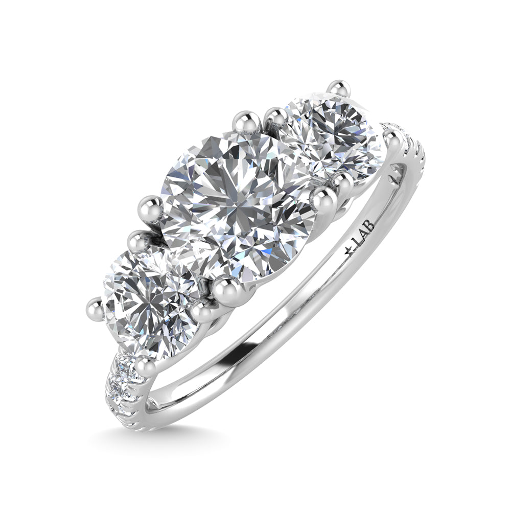 N.J. Diamonds Lab Grown Diamond Three Stone Engagement Ring