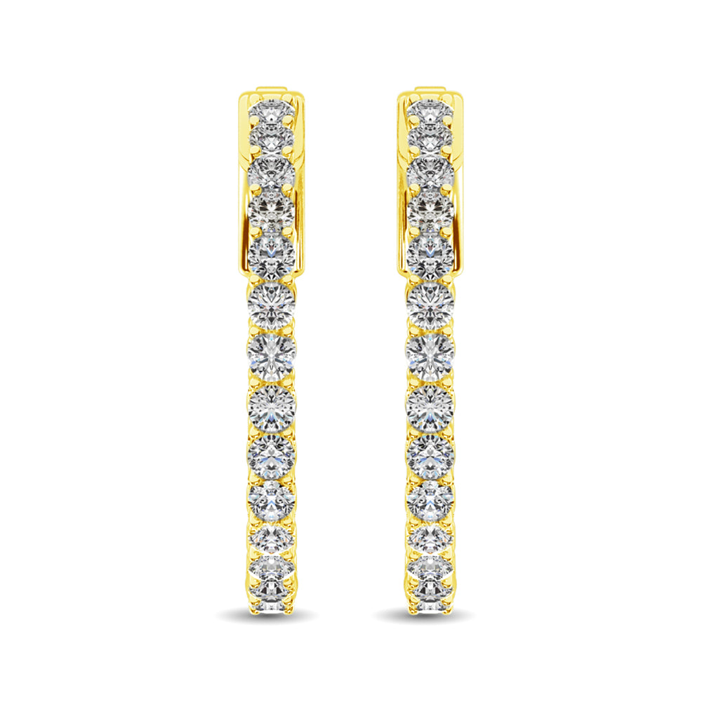14K Yellow Gold Lab Grown Diamond 2 1/4 Ct.Tw. In and Out Hoop Earrings