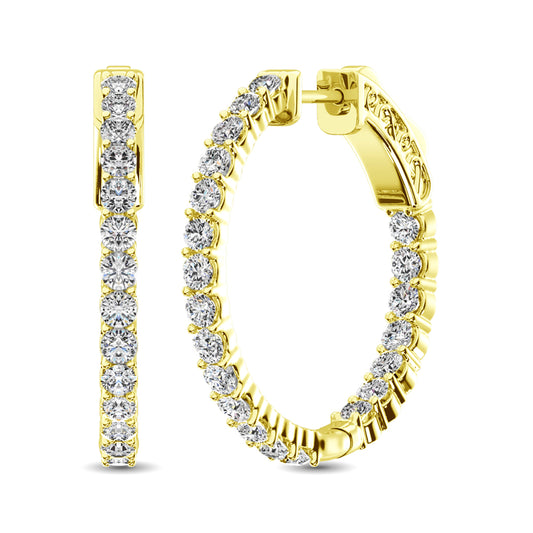 N.J. Diamonds 14K Yellow Gold Lab Grown Diamond In and Out Hoop Earrings