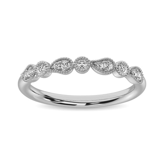 14K White Gold 1/10 Ctw Diamond Stackable Band