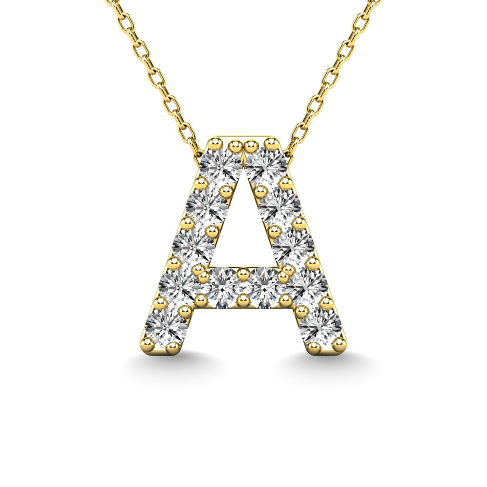 Diamond 1/8 Ct.Tw. Letter A Pendant in 14K Yellow Gold"