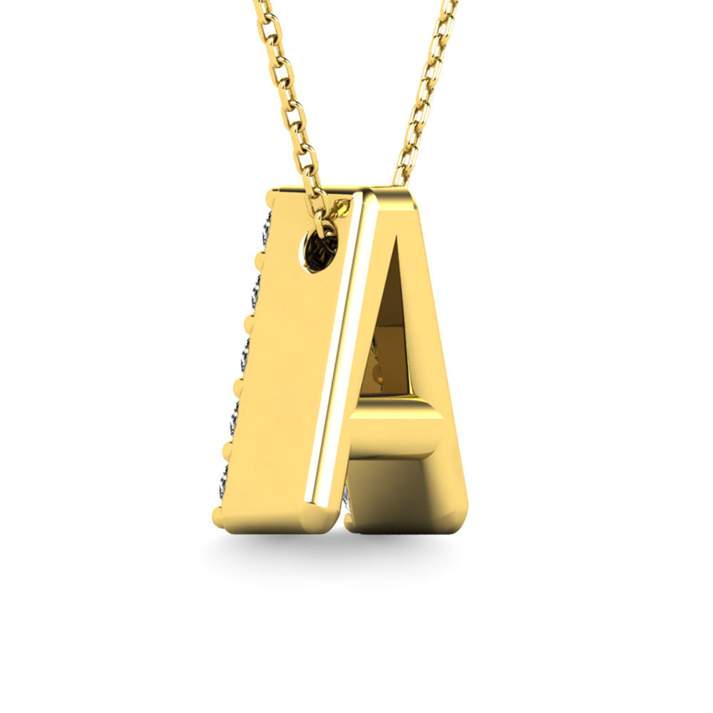 Diamond 1/8 Ct.Tw. Letter A Pendant in 14K Yellow Gold"