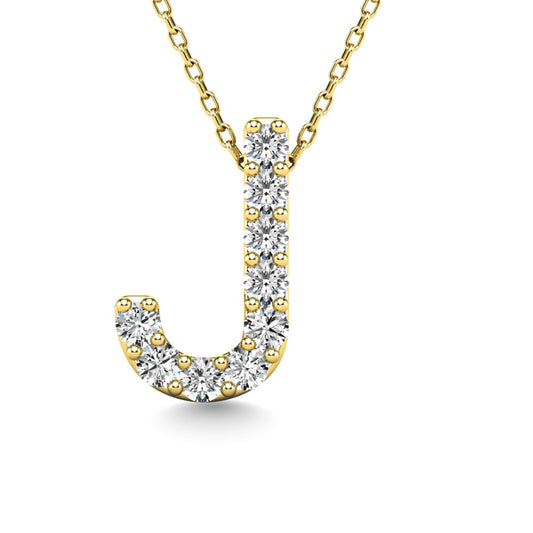 Diamond 1/10 Ct.Tw. Letter J Pendant in 14K Yellow Gold"