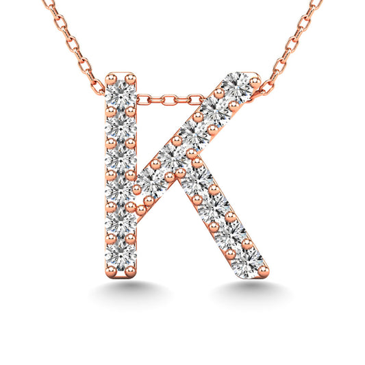 Diamond 1/8 Ct.Tw. Letter K Pendant in 14K Rose Gold"