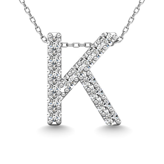 Diamond 1/8 Ct.Tw. Letter K Pendant in 14K White Gold"
