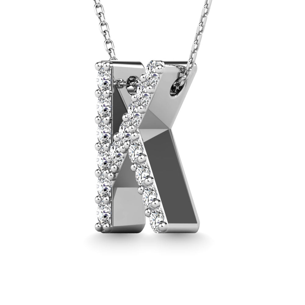 Diamond 1/8 Ct.Tw. Letter K Pendant in 14K White Gold"