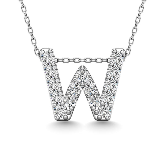 Diamond 1/6 Ct.Tw. Letter W Pendant in 14K White Gold