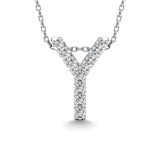 Diamond 1/10 Ct.Tw. Letter Y Pendant in 14K White Gold