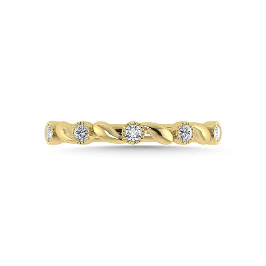 10K Yellow Gold Diamond 1/10 Ct.Tw. Stackable Band