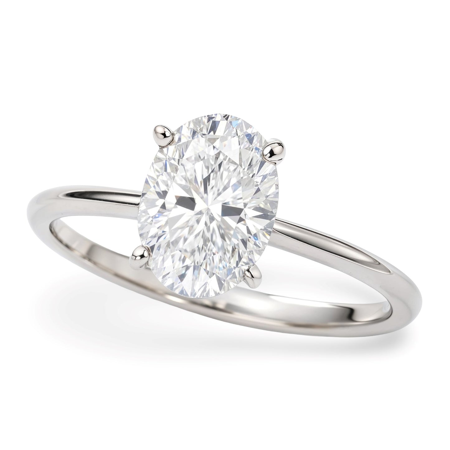 1 1/2 Carat Oval Lab Grown IGI G/VS1 Diamond Solitaire Ring in Sterling Silver