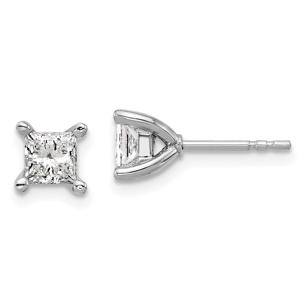 14K White Gold Lab Grown Diamond 1ctw Princess VS DEF 4 Prong Earrings