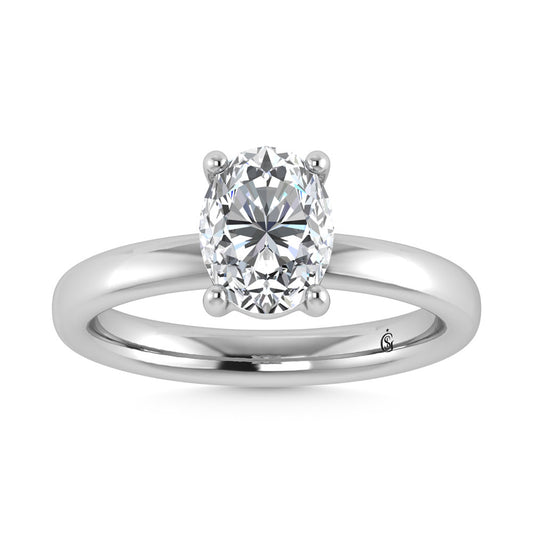 14K White Gold Lab Grown Diamond 1 Ct.Tw. Oval Shape Solitaire Ring