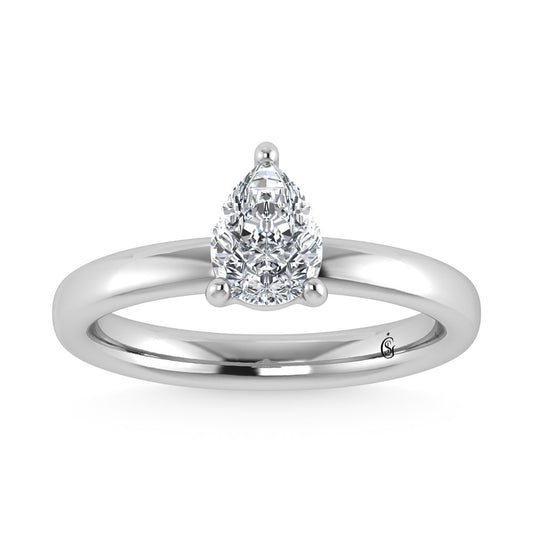 14K White Gold Lab Grown Diamond 1 Ct.Tw. IGI Certified Pear Shape Solitaire (Available from 1CT to 7CT)