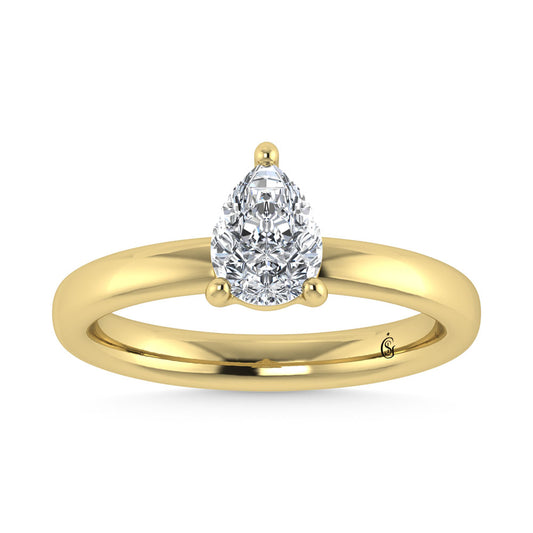 14K Yellow Gold Lab Grown Diamond 3 Ct.Tw. Pear Shape Solitaire Ring
