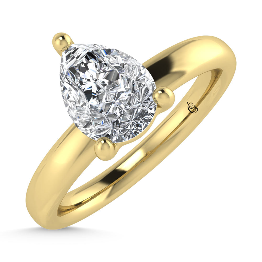 14K Yellow Gold Lab Grown Diamond 3 Ct.Tw. Pear Shape Solitaire Ring