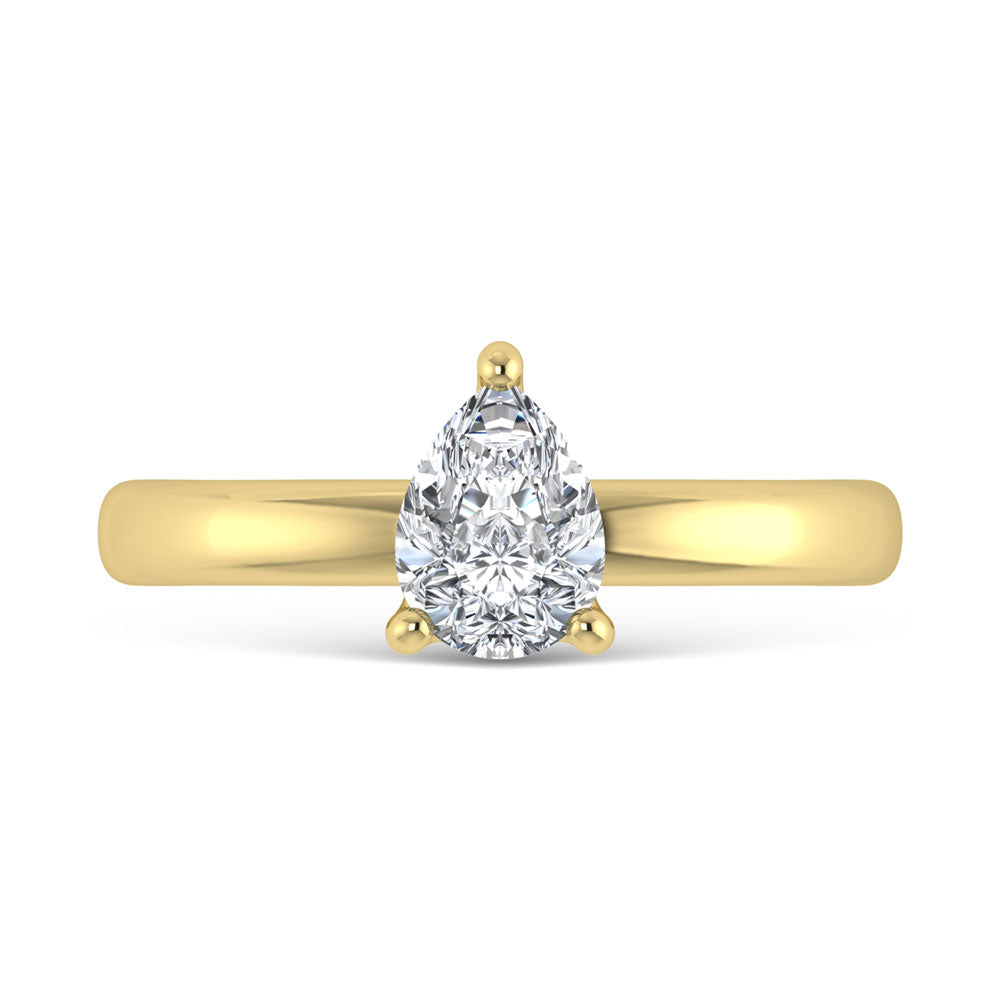 14K Yellow Gold Lab Grown Diamond 4 Ct.Tw. Pear Shape Solitaire Ring