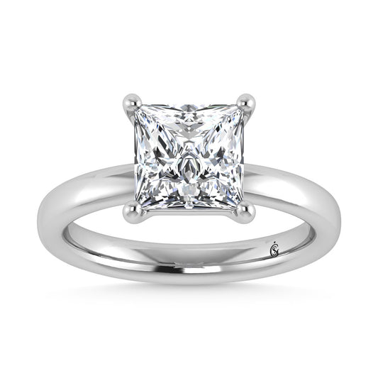 14K White Gold Lab Grown Diamond 1 Ct.Tw. IGI Certified Princess Shape Solitaire (Available from 1CT to 7CT)