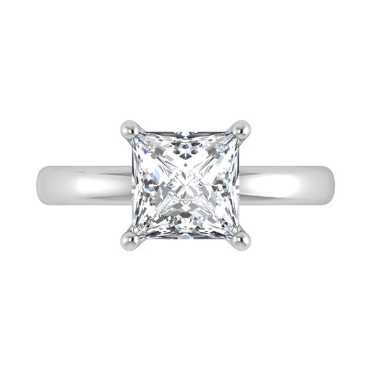 14K White Gold Lab Grown Diamond 1 Ct.Tw. IGI Certified Princess Shape Solitaire (Available from 1CT to 7CT)