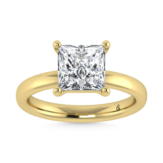 14K Yellow Gold Lab Grown Diamond 1 1/2 Ct.Tw. Princess Shape Solitaire Ring