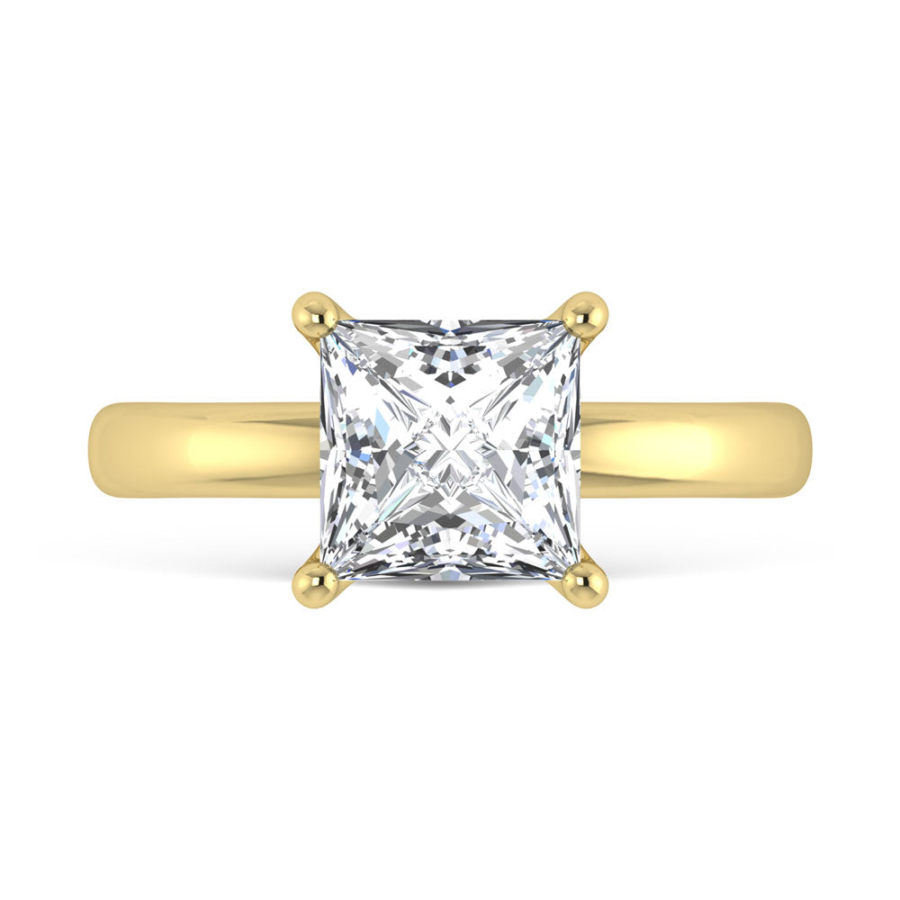 14K Yellow Gold Lab Grown Diamond 3 Ct.Tw. Princess Shape Solitaire Ring