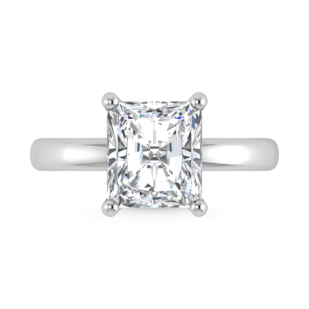 14K White Gold Lab Grown Diamond 3 Ct.Tw. Radiant Shape Solitaire Ring