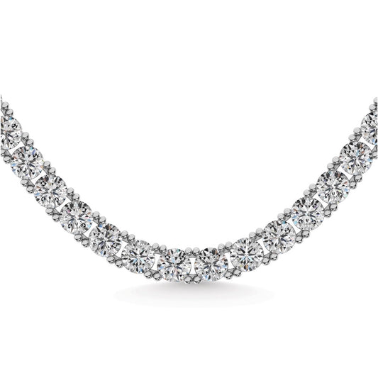 14K White Gold Lab Grown Diamond 12 Ct.Tw. Tennies Necklace 17"