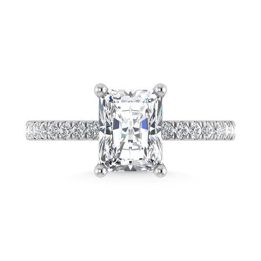 14K White Gold Lab Grown Diamond 2 3/8 Ct.Tw. Hidden Halo Engagement Ring (Center Radiant)