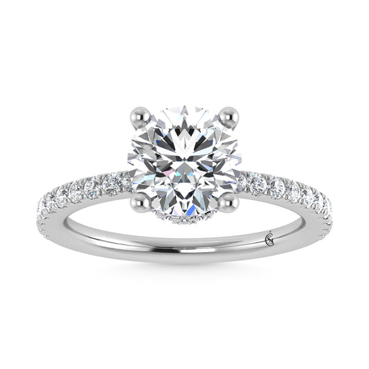 14K White Gold Lab Grown Diamond 2 3/8 Ct.Tw. Hidden Halo Engagement Ring (Center Round)