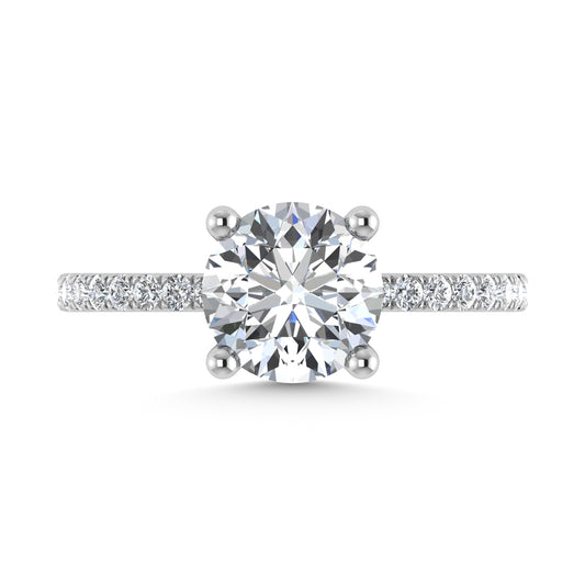 14K White Gold Lab Grown Diamond 2 3/8 Ct.Tw. Hidden Halo Engagement Ring (Center Round)