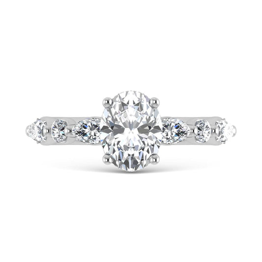 14K White Gold Lab Grown Diamond 2 5/8 Ct.Tw. IGI Certified Marquise and Round Shape Halo Engagement Ring (Center Oval)