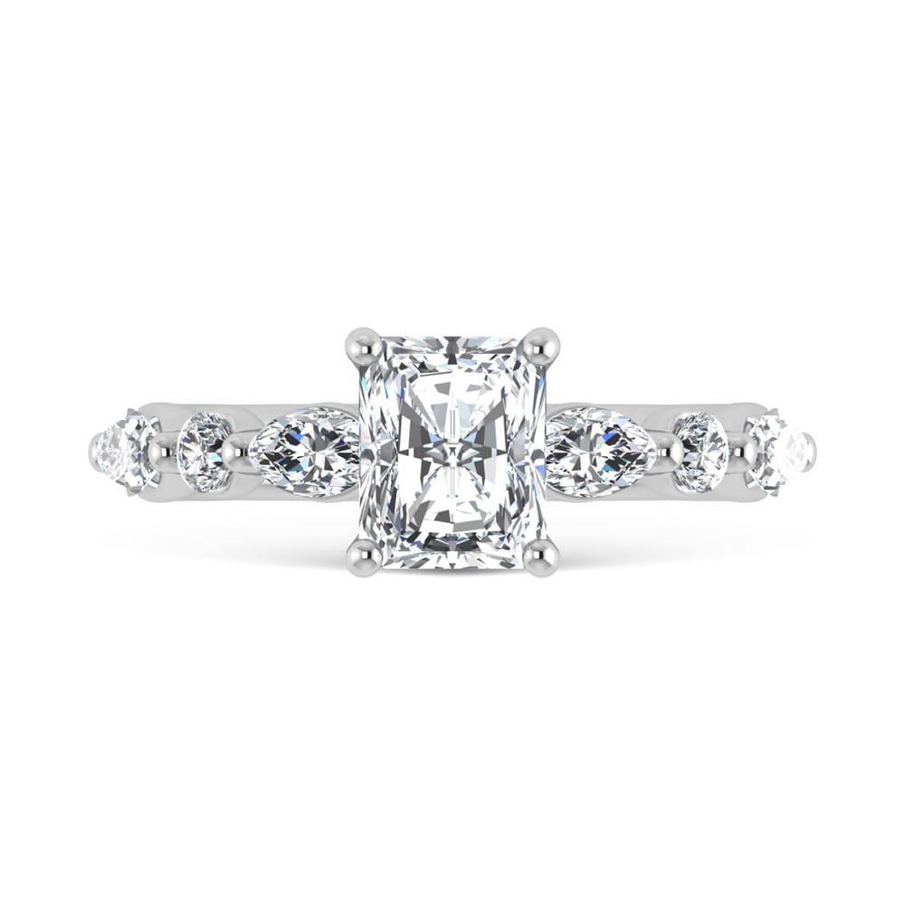 14K White Gold Lab Grown Diamond 2 5/8 Ct.Tw. IGI Certified Marquise and Round Shape Halo Engagement Ring (Center Radiat)