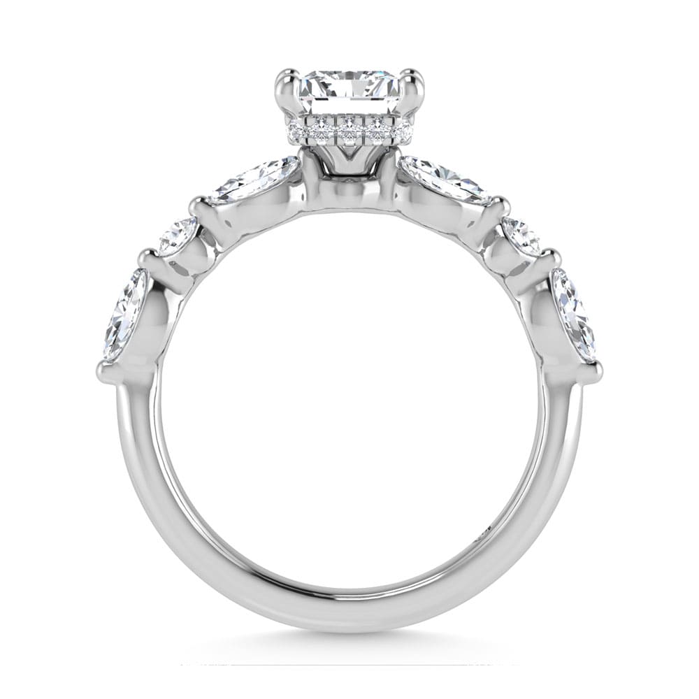 14K White Gold Lab Grown Diamond 2 5/8 Ct.Tw. IGI Certified Marquise and Round Shape Halo Engagement Ring (Center Radiat)