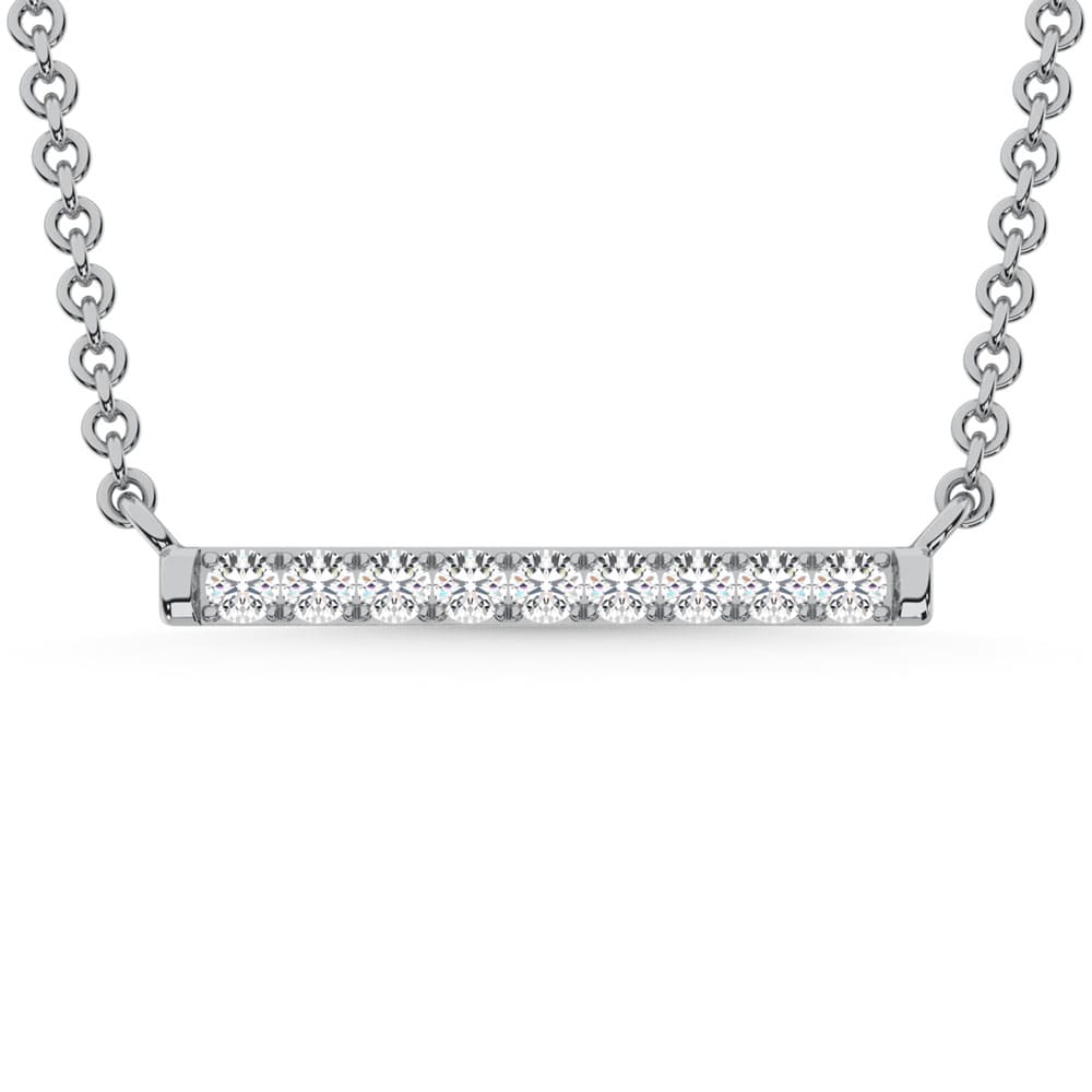 10K White Gold Lab Grown Diamond 1/10 Ct.Tw. Bar Necklace