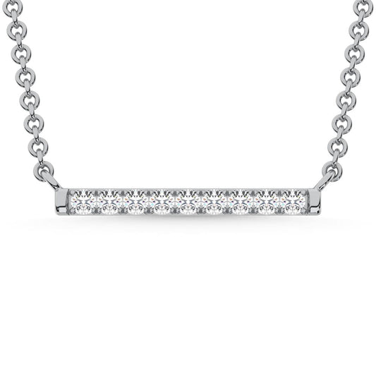 10K White Gold Lab Grown Diamond 1/10 Ct.Tw. Bar Necklace