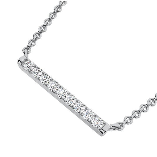 10K White Gold Lab Grown Diamond 1/10 Ct.Tw. Bar Necklace