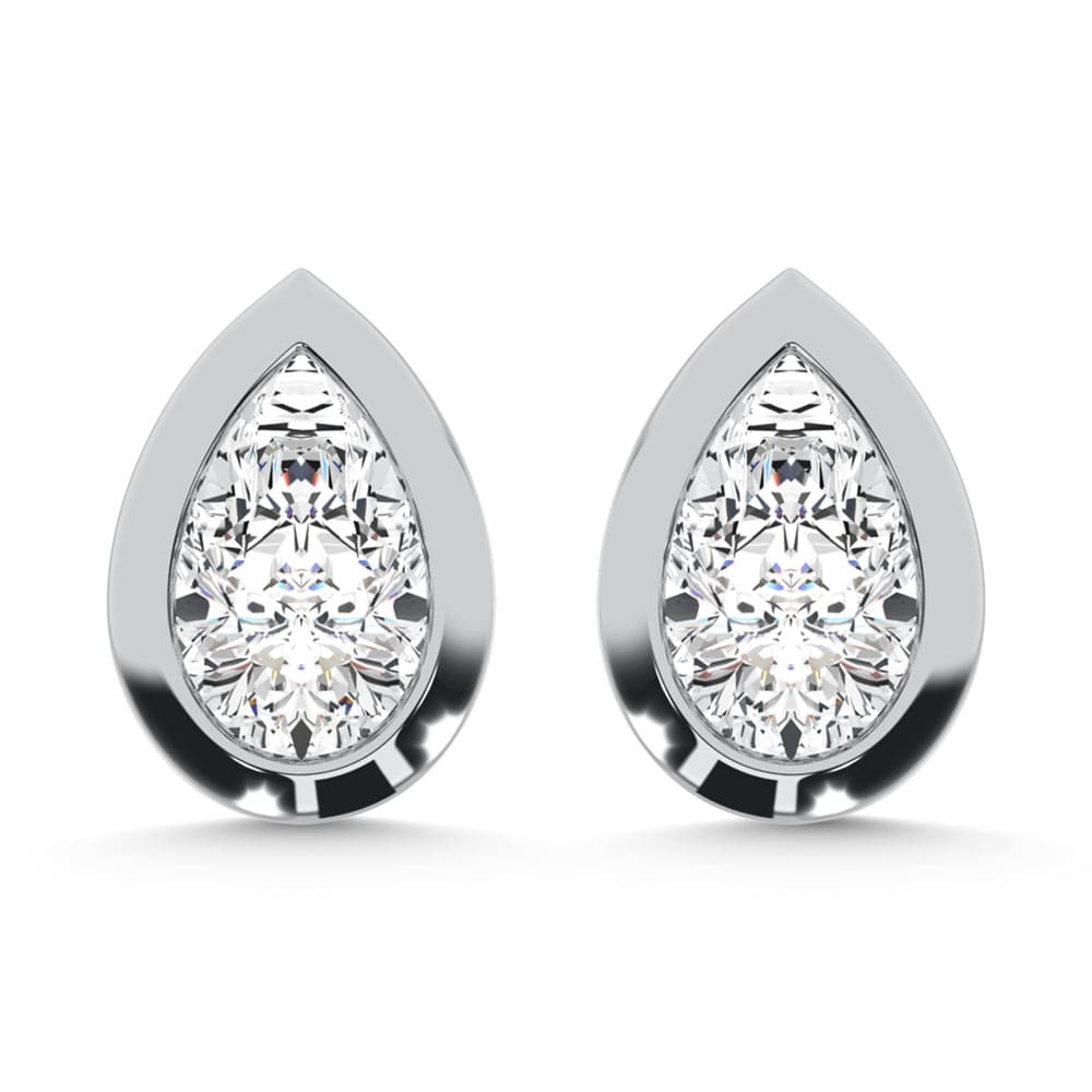 10K White Gold Lab Grown Diamond 1/5 Ct.Tw. Pear Shape Solitaire Stud Earrings