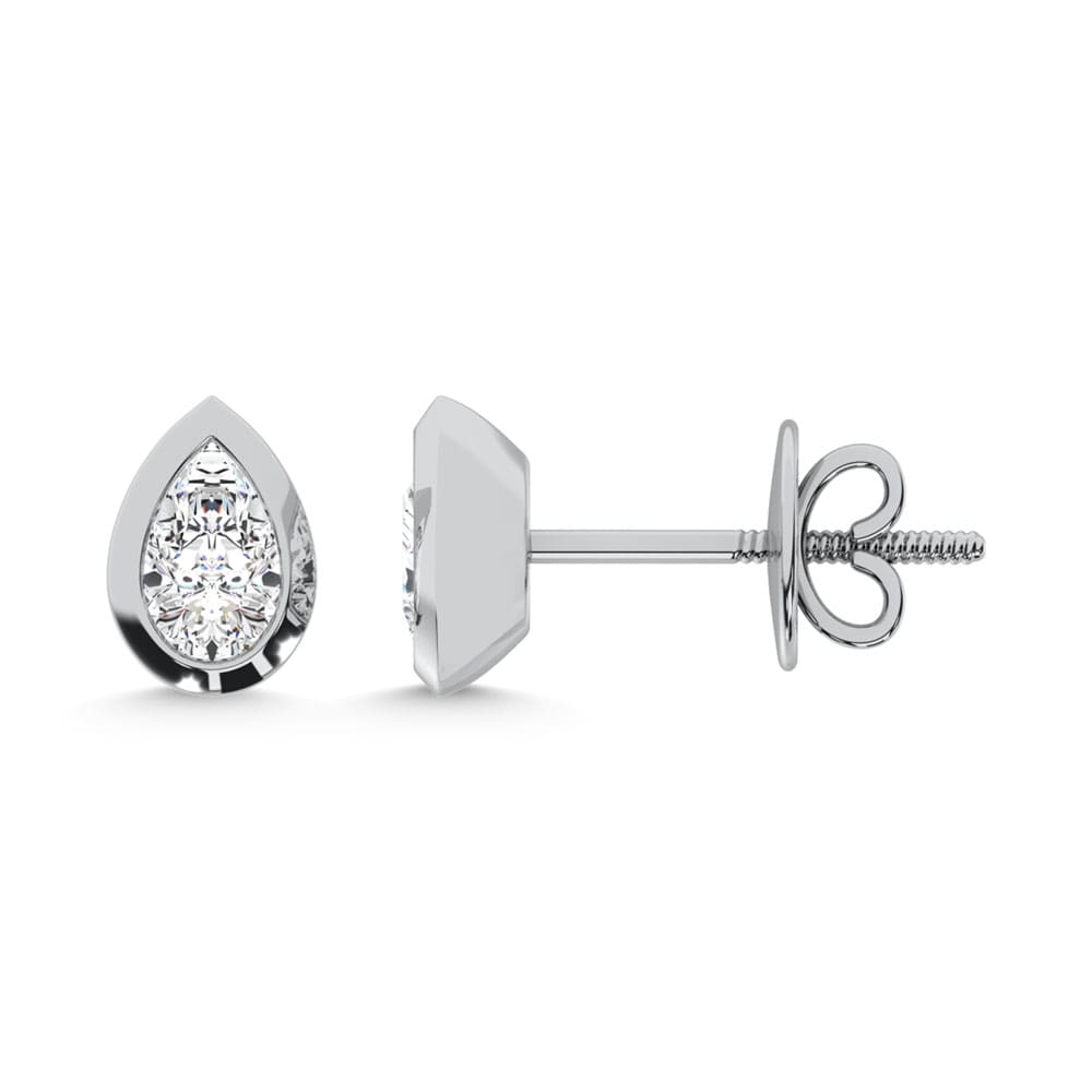 10K White Gold Lab Grown Diamond 1/5 Ct.Tw. Pear Shape Solitaire Stud Earrings