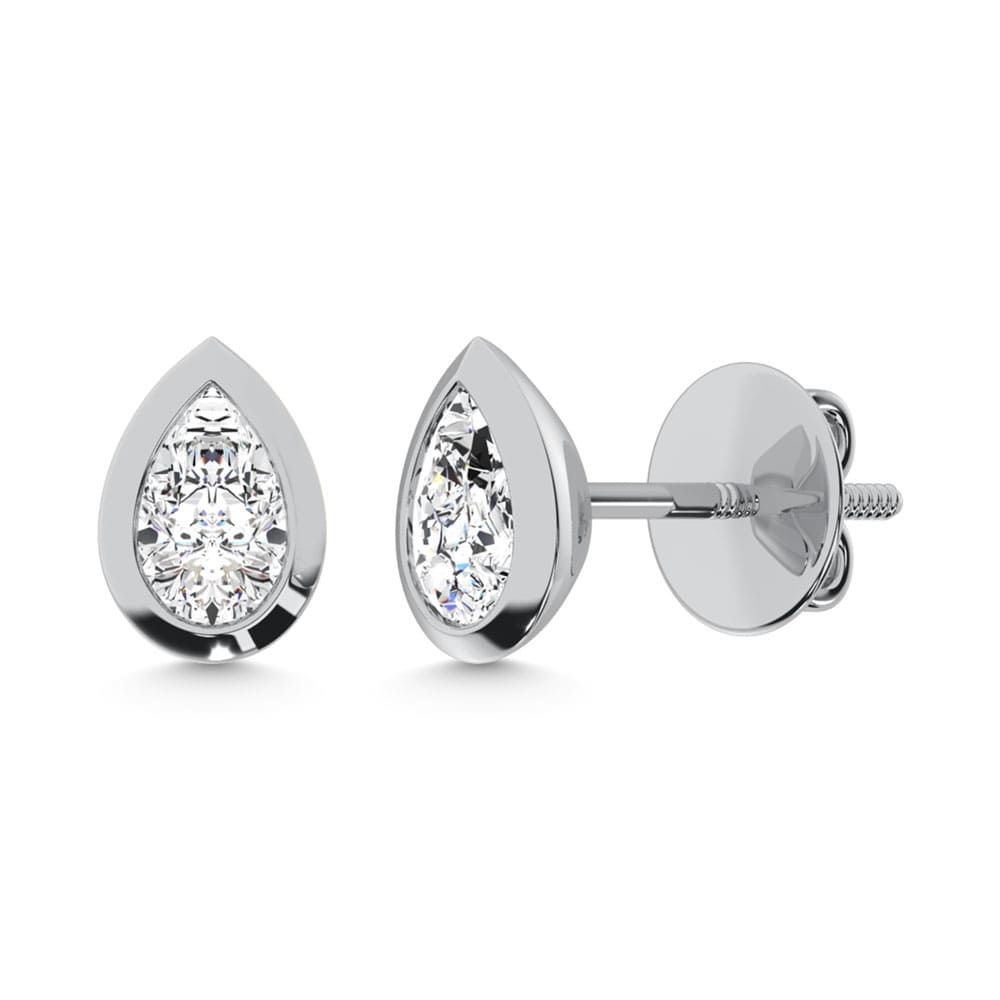 10K White Gold Lab Grown Diamond 1/5 Ct.Tw. Pear Shape Solitaire Stud Earrings