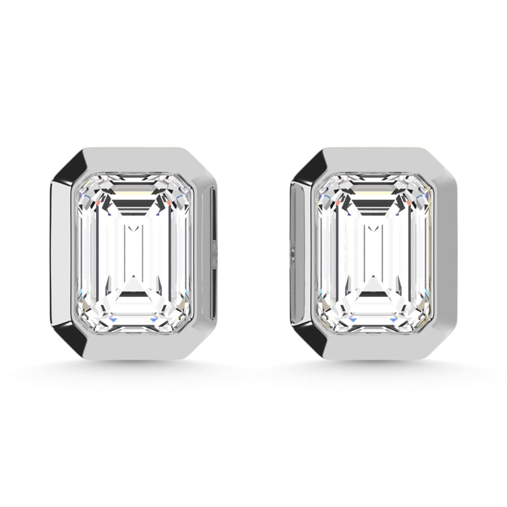 10K White Gold Lab Grown Diamond 1/5 Ct.Tw. Emerald Shape Stud Earrings