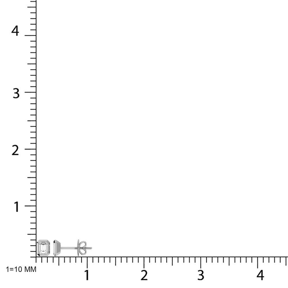10K White Gold Lab Grown Diamond 1/5 Ct.Tw. Emerald Shape Stud Earrings