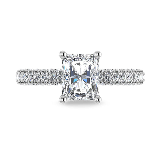 14K White Gold Lab Grown Diamond 3 Ct.Tw. IGI Certified Radiant Shape Halo Engagement Ring (Center 2CT)