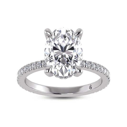 14K White Gold Labgrown Diamond 3 3/8 Ct.Tw. Oval Shape Engagement Ring