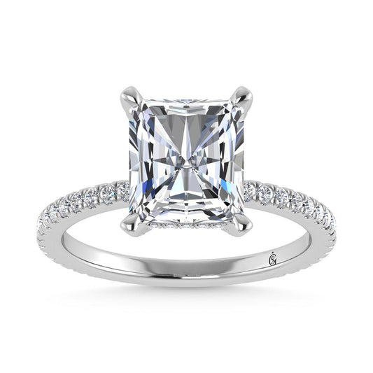 14K White Gold Labgrown Diamond 3 3/8 Ct.Tw. Radiant Shape Engagement Ring