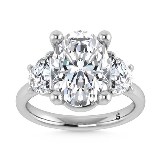 14K White Gold Lab Grown Diamond 6 Ct.Tw. Oval Shape Three Stone Engagement Ring