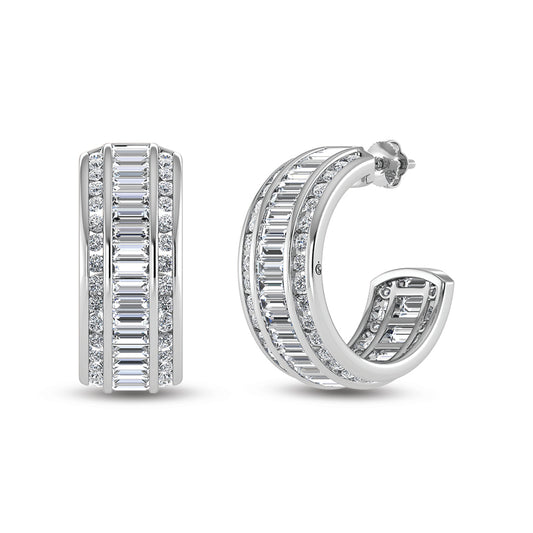 14K White Gold Lab Grown Diamond 6 Ct.Tw. Hoop Earrings