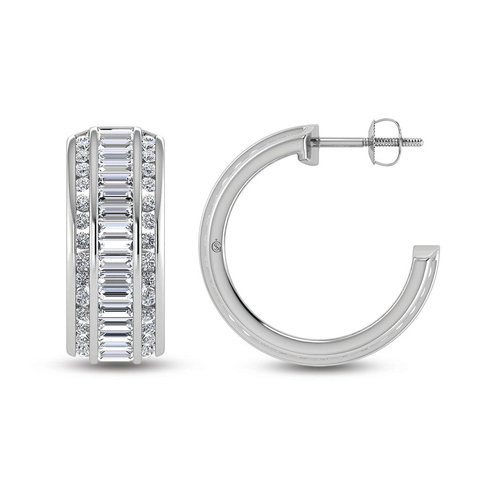 14K White Gold Lab Grown Diamond 6 Ct.Tw. Hoop Earrings