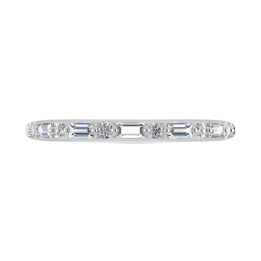 14K White Gold Lab Grown Diamond 1/3 Ct.Tw. Single Prong Set Round and Baguette Stackable Band