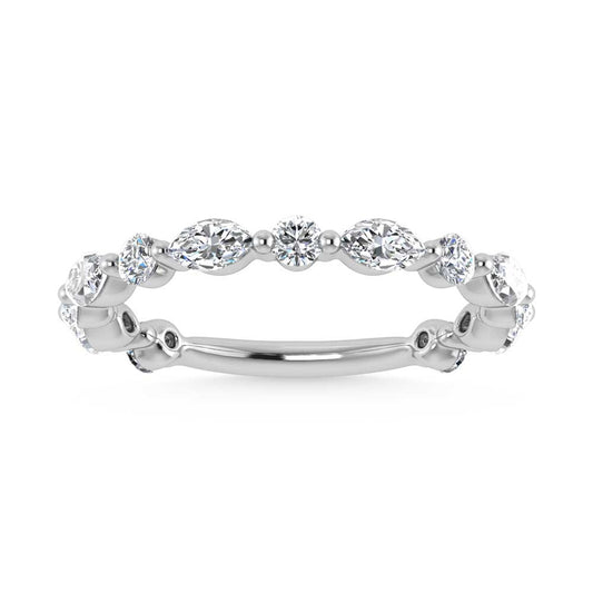 14K White Gold Lab Grown Diamond 1 Ct.Tw. Marquise and Round Stackable Band